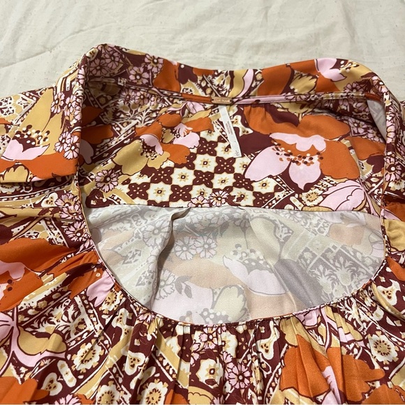 Free People Sage Floral Print U-neck Top Size L - Picture 12 of 15